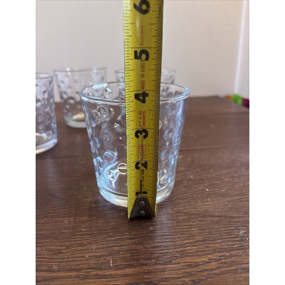 LIBBEY AWA Clear Polka Dot Optic Pattern Rocks Double Old Fashioned Glasses -4 - Picture 3 of 8